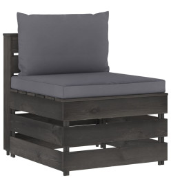 Salon de jardin 8 pcs avec coussins Bois imprégné de gris
