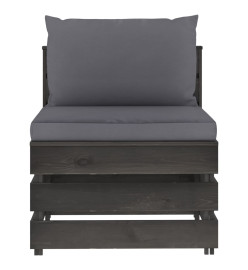 Salon de jardin 8 pcs avec coussins Bois imprégné de gris