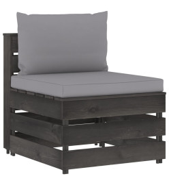 Salon de jardin 7 pcs avec coussins Bois imprégné de gris