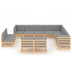 Salon de jardin 12 pcs avec coussins Bois de pin massif