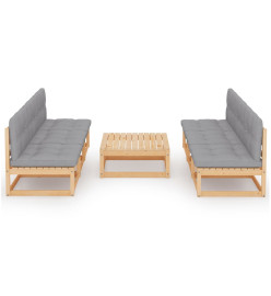 Salon de jardin 7 pcs avec coussins Bois de pin massif