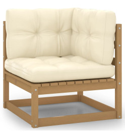 Salon de jardin 12 pcs avec coussins Marron miel Bois de pin