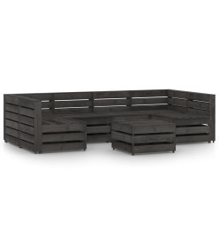Salon de jardin 7 pcs Bois de pin imprégné de gris