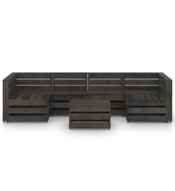 Salon de jardin 7 pcs Bois de pin imprégné de gris