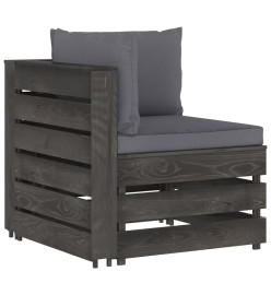 Canapé d'angle sectionnel avec coussins Bois imprégné de gris