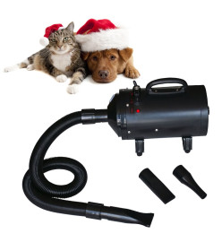 Sèche-cheveux pour chien avec 3 buses Noir 2400 W