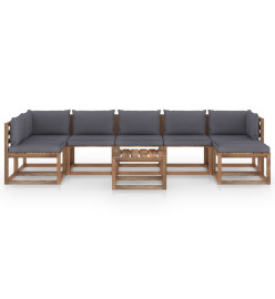 Salon de jardin 8 pcs avec coussins anthracite