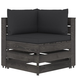 Canapé d'angle sectionnel avec coussins Bois imprégné de gris