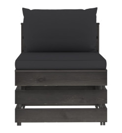 Salon de jardin 8 pcs avec coussins Bois imprégné de gris