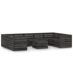 Salon de jardin 10 pcs Bois de pin imprégné de gris