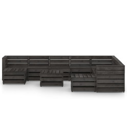 Salon de jardin 11 pcs Bois de pin imprégné de gris