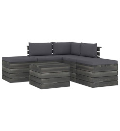 Salon palette de jardin 6 pcs avec coussins Bois de pin massif