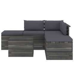 Salon palette de jardin 6 pcs avec coussins Bois de pin massif