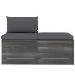 Salon palette de jardin 2 pcs avec coussins Bois de pin massif