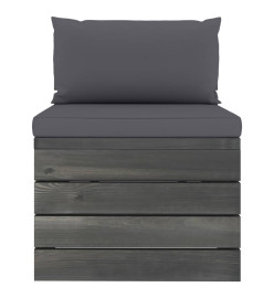 Salon palette de jardin 2 pcs avec coussins Bois de pin massif