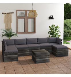 Salon palette de jardin 8 pcs avec coussins Bois de pin massif