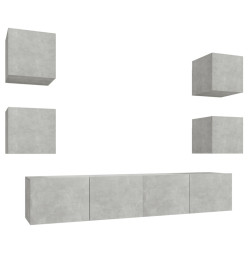 Ensemble de meubles TV 6 pcs Gris béton Bois d'ingénierie