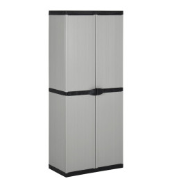 Armoire de rangement de jardin 3 étagères Gris/noir 68x40x168cm