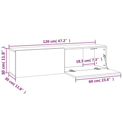 Armoire murale TV Sonoma gris 120x30x30 cm Bois d'ingénierie