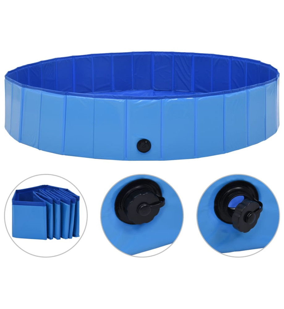 Piscine pliable pour chiens Bleu 160x30 cm PVC