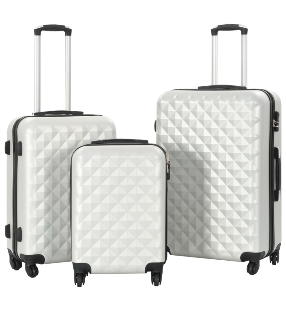 Valise rigide 3 pcs Argenté brillant ABS