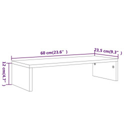 Support de moniteur Noir 60x23,5x12 cm Bois d'ingénierie