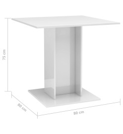 Table de salle à manger Blanc brillant 80x80x75 cm Aggloméré