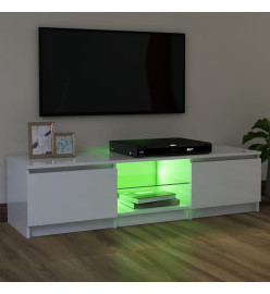 Meuble TV avec lumières LED blanc brillant 120x30x35,5 cm