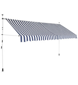 Auvent rétractable manuel 400 cm Rayures bleues et blanches