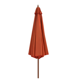 Parasol avec mât en bois 350 cm Terre cuite