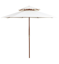 Parasol de terrasse 270 x 270 cm Poteau en bois Blanc crème