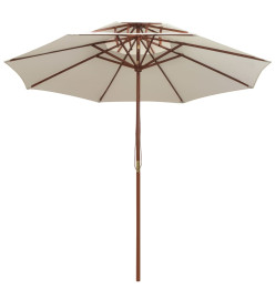 Parasol de terrasse 270 x 270 cm Poteau en bois Blanc crème