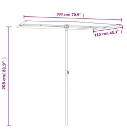 Parasol d'extérieur avec mât en aluminium 180x110 cm Bordeaux