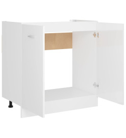 Armoire de plancher évier Blanc brillant 80x46x81,5cm Aggloméré