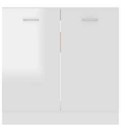 Armoire de plancher évier Blanc brillant 80x46x81,5cm Aggloméré