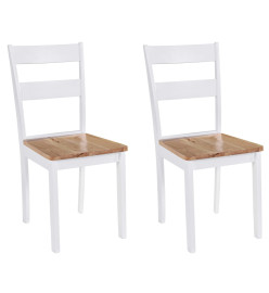 Chaises à manger lot de 2 blanc bois d'hévéa massif