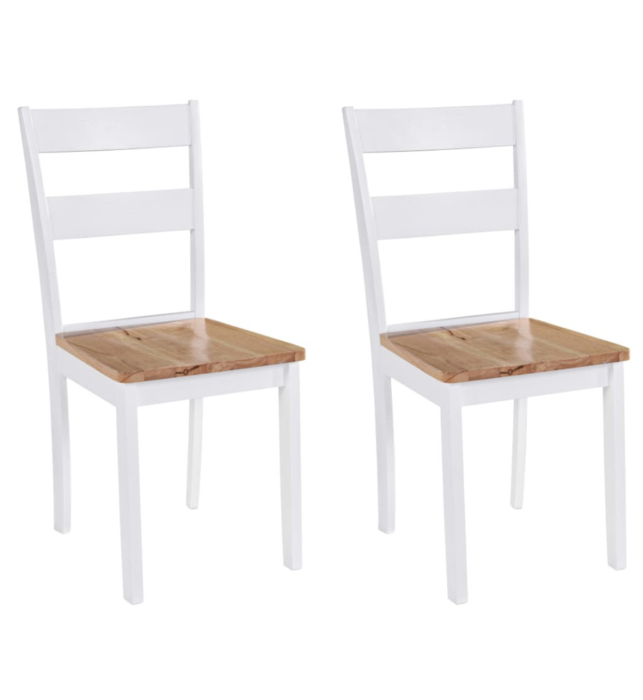 Chaises à manger lot de 2 blanc bois d'hévéa massif