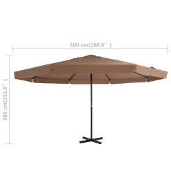 Parasol d'extérieur avec poteau en aluminium 500 cm Taupe