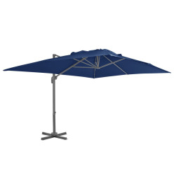 Parasol déporté avec mât en aluminium 4x3 m Bleu azuré