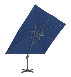 Parasol déporté avec mât en aluminium 4x3 m Bleu azuré