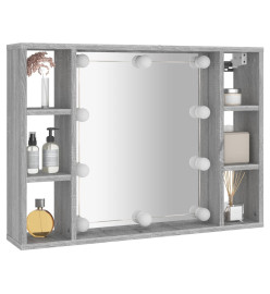 Armoire à miroir avec LED Sonoma gris 76x15x55 cm