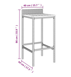 Tabourets de bar 4 pcs gris résine tressée et bois d'acacia