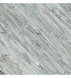 Tapis Chindi tissé à la main Cuir 190x280 cm Gris clair et noir