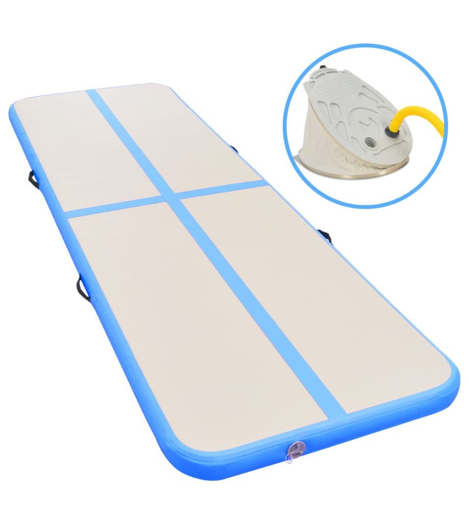 Tapis gonflable de gymnastique avec pompe 800x100x10cm PVC Bleu