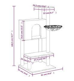 Arbre à chat avec griffoirs en sisal Gris clair 108,5 cm
