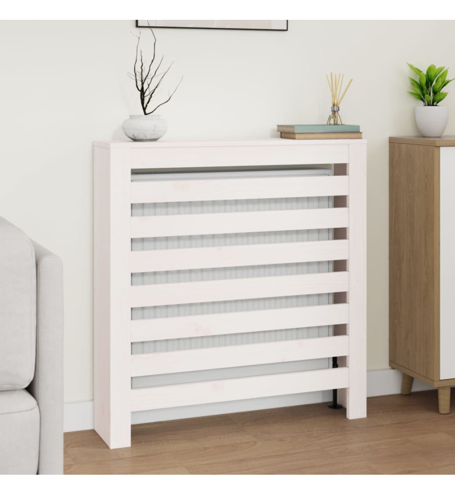 Cache-radiateur Blanc 79,5x19x84 cm Bois massif de pin