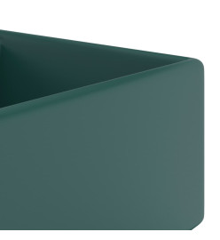 Lavabo carré à trop-plein Vert foncé mat 41x41 cm Céramique