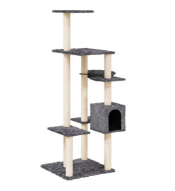 Arbre à chat avec griffoirs en sisal Gris foncé 142 cm