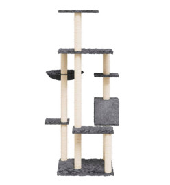 Arbre à chat avec griffoirs en sisal Gris foncé 142 cm