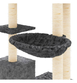 Arbre à chat avec griffoirs en sisal Gris foncé 142 cm